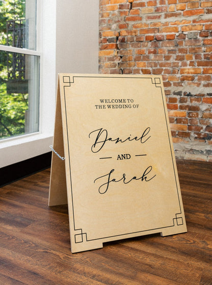 Custom wooden A frame wedding sign