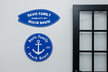 Custom Beach House Surfboard Sign